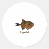 Grijze Triggerfish Logo Ronde Sticker (Voorkant)