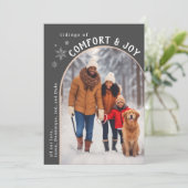 Grijze Troost en Vreugde Fotokaart Feestdagenkaart (Staand voorkant)