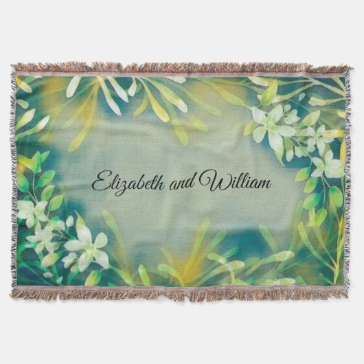  grijze tropische planten botanisch deken (Voorkant)