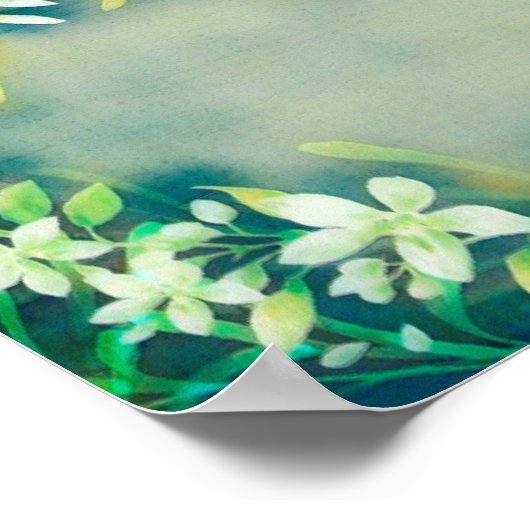  grijze tropische planten botanisch poster (Hoek)