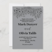 Grijze trouwkaart / eenvoudig & romantisch ontwerp kaart (Voorkant)