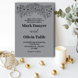 Grijze trouwkaart / eenvoudig & romantisch ontwerp kaart