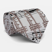 Grijze Trumpet en Muzieknoten Stropdas (Opgerold)