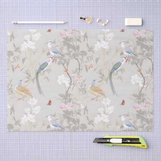 Grijze Tuinen Chinoiserie Wrapping Paper Tissuepapier (Craft)