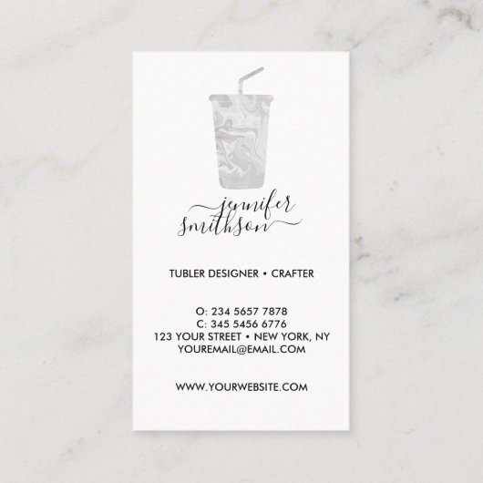 Grijze Tumbler verzorgingsinstructies ombré vinyl Visitekaartje (Achterkant)