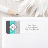 Grijze turquoise Block Stripes Etiket (Insitu)