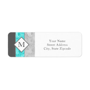 Grijze turquoise Block Stripes Etiket
