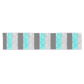 Grijze turquoise Block Stripes Korte Tafelloper (Horizontaal)