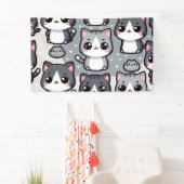 Grijze Tuxedo Katten Spandoek (Insitu)