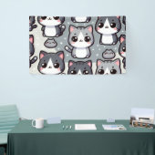 Grijze Tuxedo Katten Spandoek (Beurs)