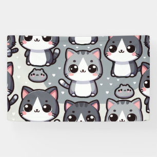 Grijze Tuxedo Katten Spandoek
