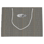 Grijze tweed monogram giftzak voor heren groot cadeauzakje (Voorkant)