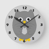 Grijze Uil Design Ronde Klok (Voorkant)