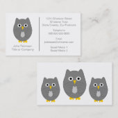 Grijze uil ontwerp visitekaartje (Voorkant / Achterkant)