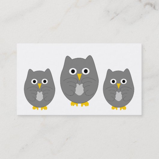 Grijze uil ontwerp visitekaartje (Achterkant)