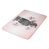Grijze Uil Roze Orchideeën Badmat (Gekanteld)