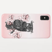 Grijze Uil Roze Orchideeën Case-Mate iPhone Case (Achterkant (horizontaal))