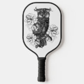 Grijze Uil Witte Orchideeën Pickleball Paddle (Achterkant)