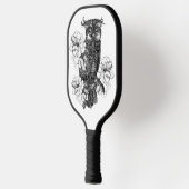 Grijze Uil Witte Orchideeën Pickleball Paddle (Links)