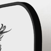 Grijze Uil Witte Orchideeën Pickleball Paddle (Links Detail)