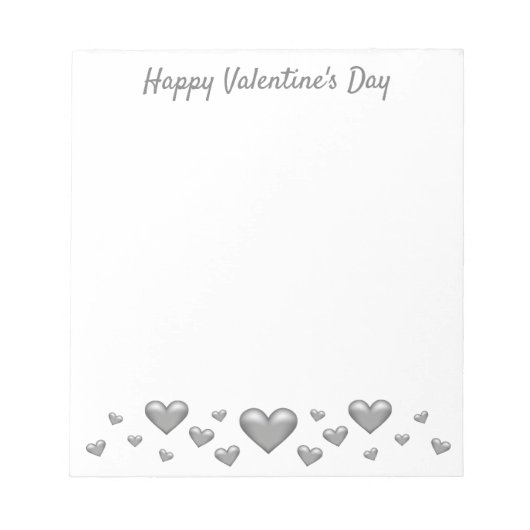 Grijze Valentijnsharten & Aangepaste Tekst Notitieblok (Voorkant)
