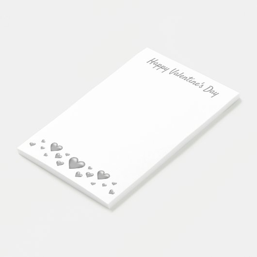 Grijze Valentijnsharten & Aangepaste Tekst Post-it® Notes (Schuin)