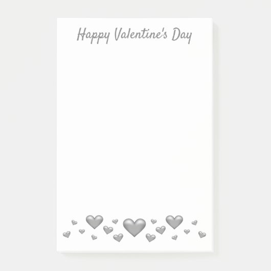 Grijze Valentijnsharten & Aangepaste Tekst Post-it® Notes (Voorkant)