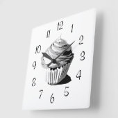 Grijze vectorcupcake-wandklok vierkante klok (Hoek)