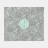 grijze veenveren patroon monogrammen fleece deken (Voorkant (Horizontaal))