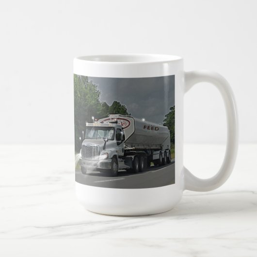 Grijze veevoer Cistern Truck voor vrachtwagens en  Koffiemok (Rechts)