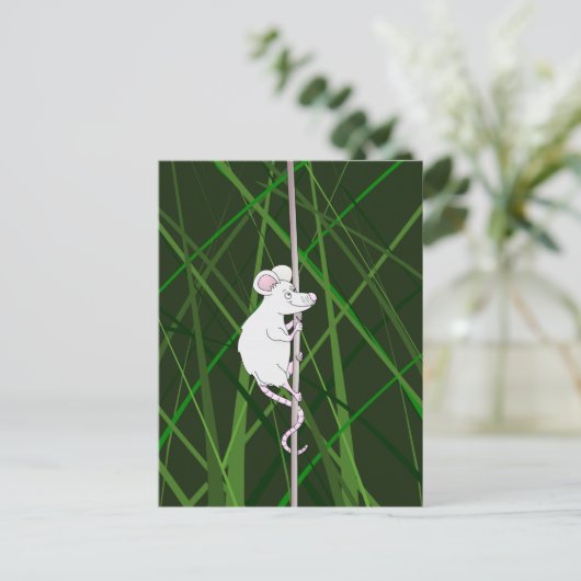 Grijze veldmuis in het hoge gras briefkaart (Staand voorkant)