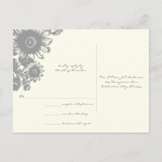 Grijze  ventilator op lichte ivoren RSVP Uitnodiging Briefkaart (Achterkant)