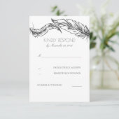 Grijze Veren Wit Elegant Huwelijk RSVP (Staand voorkant)