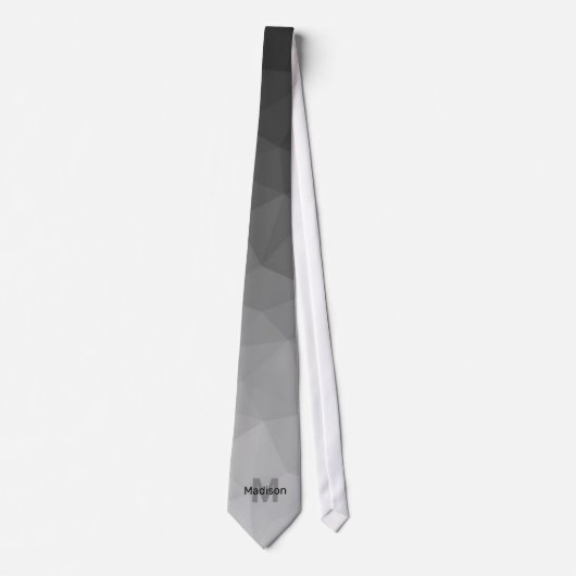 Grijze verloop geometrie mesh patroon Monogram Stropdas (Voorkant)