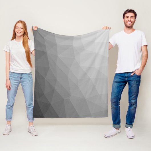 Grijze Verlopende Geometrische Mesh Patroon Fleece Deken (In situ)