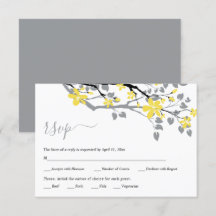 Grijze vertakking met gele bloemen bloembruiloft