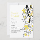 Grijze vertakking met gele bloemen verlovingsfeest kaart (Voorkant)