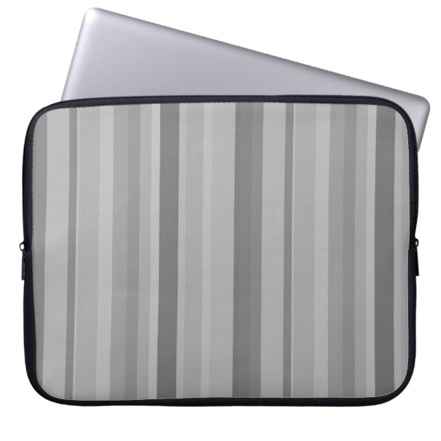 Grijze verticale strepen laptop sleeve (Voorkant)