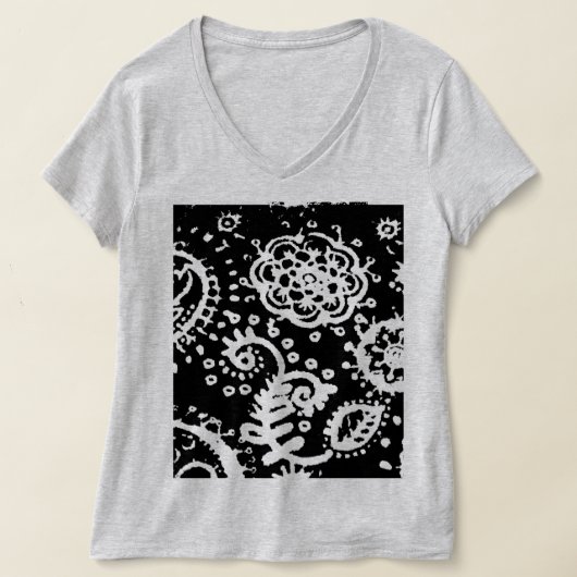 Grijze vervaagde bloem basic T-shirt, KLEIN T-shirt (Laagn)