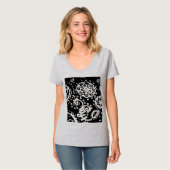 Grijze vervaagde bloem basic T-shirt, KLEIN T-shirt (Voorkant volledig)