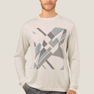 Grijze Vetgedrukte geometrische diagonale Cross MC Tri-Blend Shirt