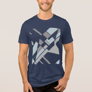 Grijze Vetgedrukte geometrische diagonale Cross MC Tri-Blend Shirt