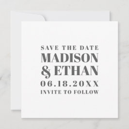 Grijze Vetgedrukte Typografie Moderne Trouwdag Save The Date