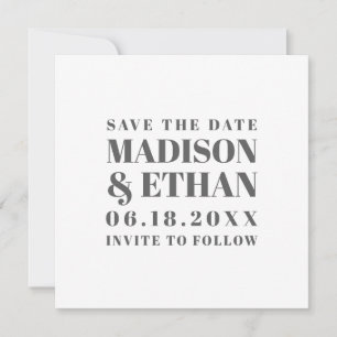 Grijze Vetgedrukte Typografie Moderne Trouwdag Save The Date
