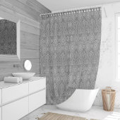 Grijze vezelige textiel octopus zaden met patronen douchegordijn