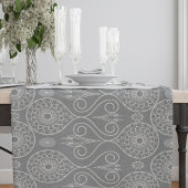 Grijze vezelige textiel octopus zaden met patronen korte tafelloper