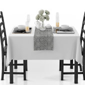 Grijze vezelige textiel octopus zaden met patronen korte tafelloper