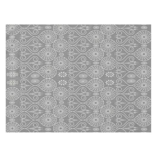 Grijze vezelige textiel octopus zaden met patronen tafelkleed (Voorkant (Horizontaal))