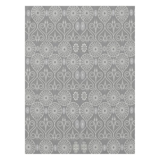 Grijze vezelige textiel octopus zaden met patronen tafelkleed (Voorkant)