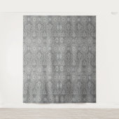 Grijze vezelige textiel octopus zaden met patronen wandkleed (Voorkant)